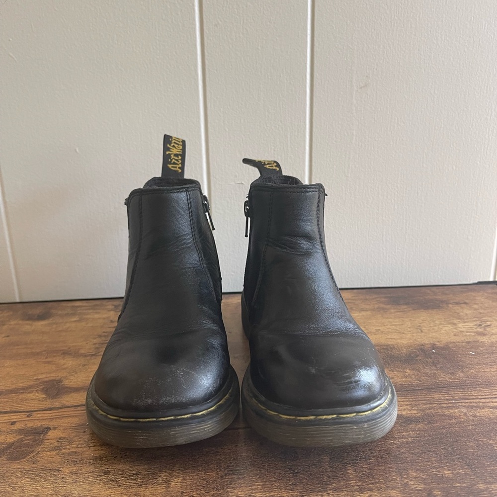 Boys black slip on zip up Doc Martens